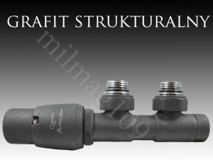 Zestaw zaworów grzejnikowych termostatycznych TWINS lewy  GRAFIT STRUKTURALNY (C12)