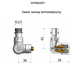 Zestaw zaworów grzejnikowych termostatycznych VISION prawy  STAL NIERDZEWNA