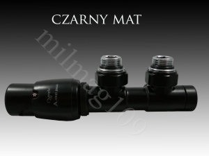 Zestaw zaworów grzejnikowych termostatycznych TWINS Lewy  CZARNY MAT /RAL9005 mat/ 