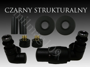 Zestaw zaworów grzejnikowych termostatycznych VISION All In One prawy CZARNY MAT STR. 