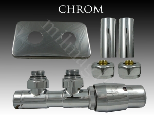 Zestaw zaworów grzejnikowych termostatycznych TWINS All In One prawy CHROM  