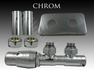Zestaw zaworów grzejnikowych termostatycznych TWINS All In One lewy CHROM   