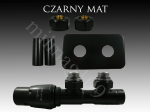 Zestaw zaworów grzejnikowych termostatycznych TWINS All In One lewy CZARNY MAT 