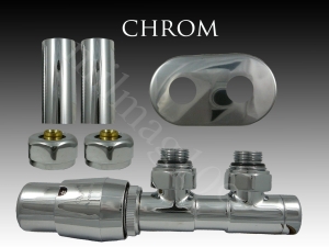 Zestaw zaworów grzejnikowych termostatycznych TWINS All In One lewy CHROM