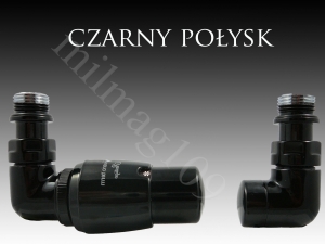 Zestaw zaworów grzejnikowych termostatycznych VISION lewy  CZARNY POŁYSK