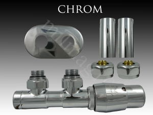 Zestaw zaworów grzejnikowych termostatycznych TWINS All In One prawy CHROM 