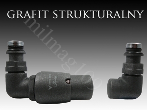 Zestaw zaworów grzejnikowych termostatycznych VISION lewy  GRAFIT STRUKTURALNY (C12)