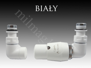 Zestaw zaworów grzejnikowych termostatycznych VISION prawy BIAŁY