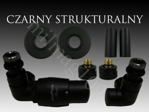 Zestaw zaworów grzejnikowych termostatycznych VISION All In One lewy CZARNY MAT STR.