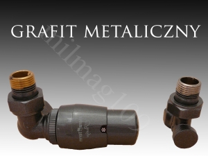 Zestaw zaworów grzejnikowych termostatycznych MASTER  lewy  GRAFIT METALICZNY