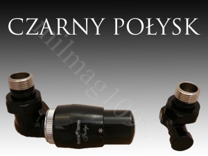 Zestaw zaworów grzejnikowych termostatycznych MASTER  lewy  CZARNY POŁYSK