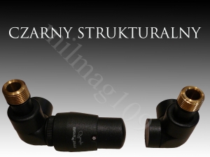 Zestaw zaworów grzejnikowych termostatycznych LUX lewy Czarny Mat Strukturalny
